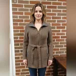 L.l. Bean long sweater 100% wool olive green